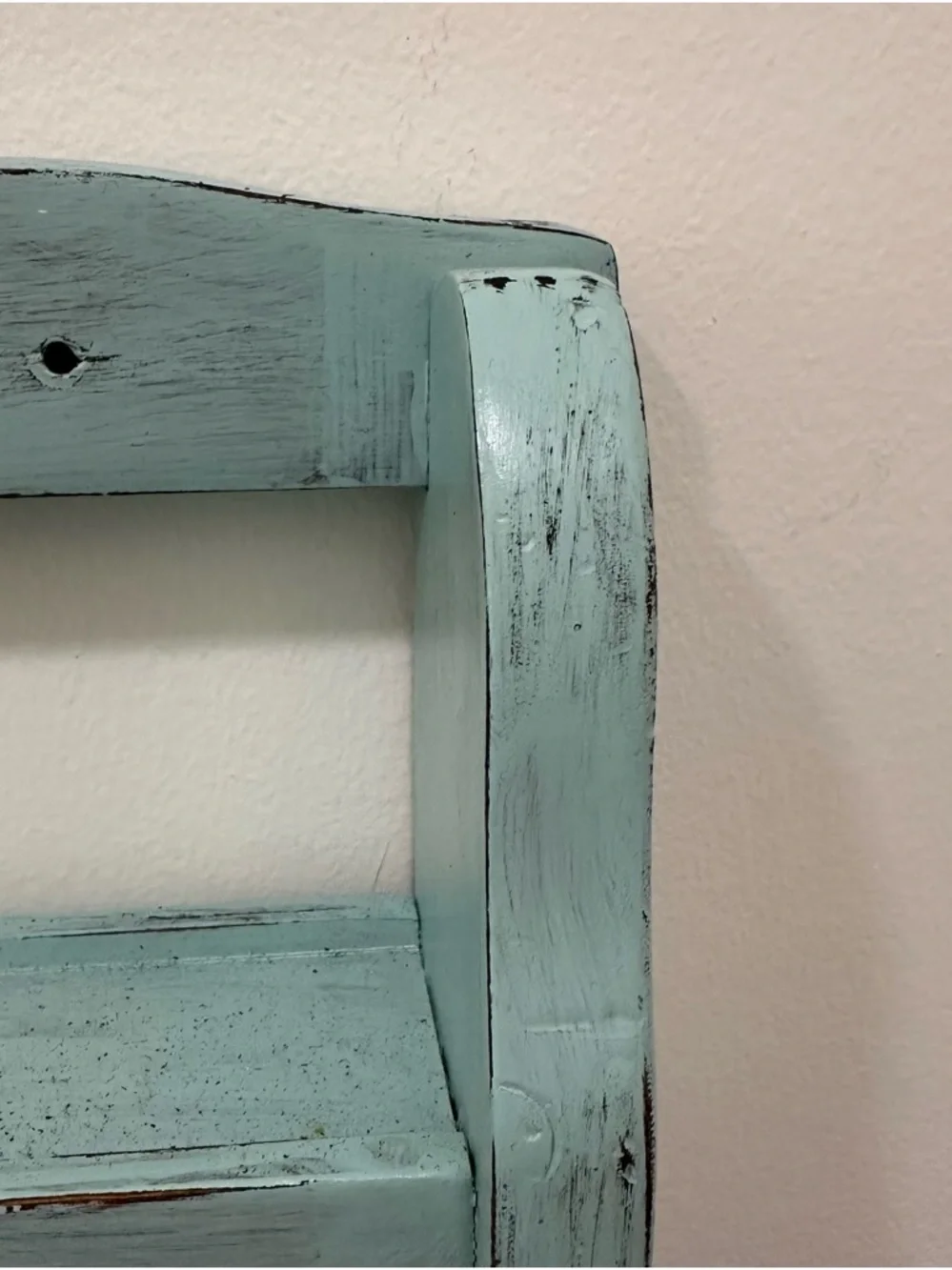 Light Blue Distressed Wooden Wall Shelf for Spices, Oils, Nicknack Collectables